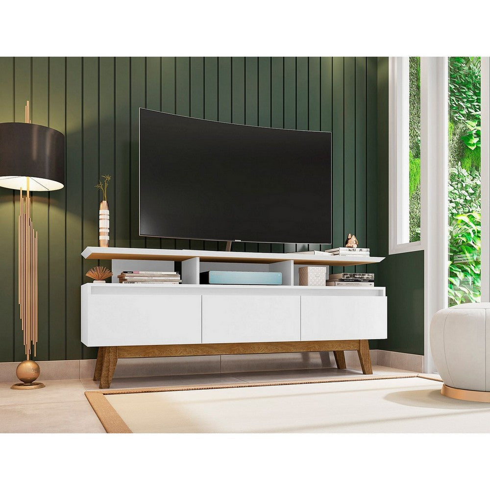 Yonkers 62.99 TV Stand with Solid Wood Legs and 6 Media and Storage Compartments in White MHC-233BMC6