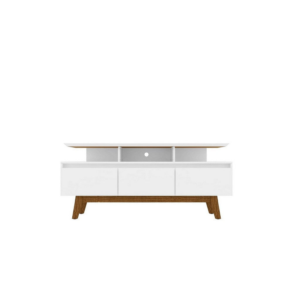 Yonkers 62.99 TV Stand with Solid Wood Legs and 6 Media and Storage Compartments in White MHC-233BMC6