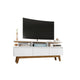 Yonkers 62.99 TV Stand with Solid Wood Legs and 6 Media and Storage Compartments in White