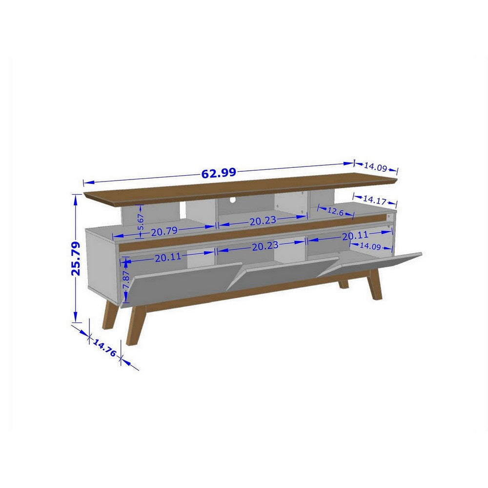 Yonkers 62.99 TV Stand with Solid Wood Legs and 6 Media and Storage Compartments in Rustic Brown MHC-233BMC9