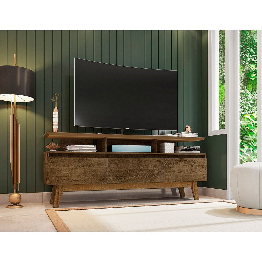 Yonkers 62.99 TV Stand with Solid Wood Legs and 6 Media and Storage Compartments in Rustic Brown MHC-233BMC9