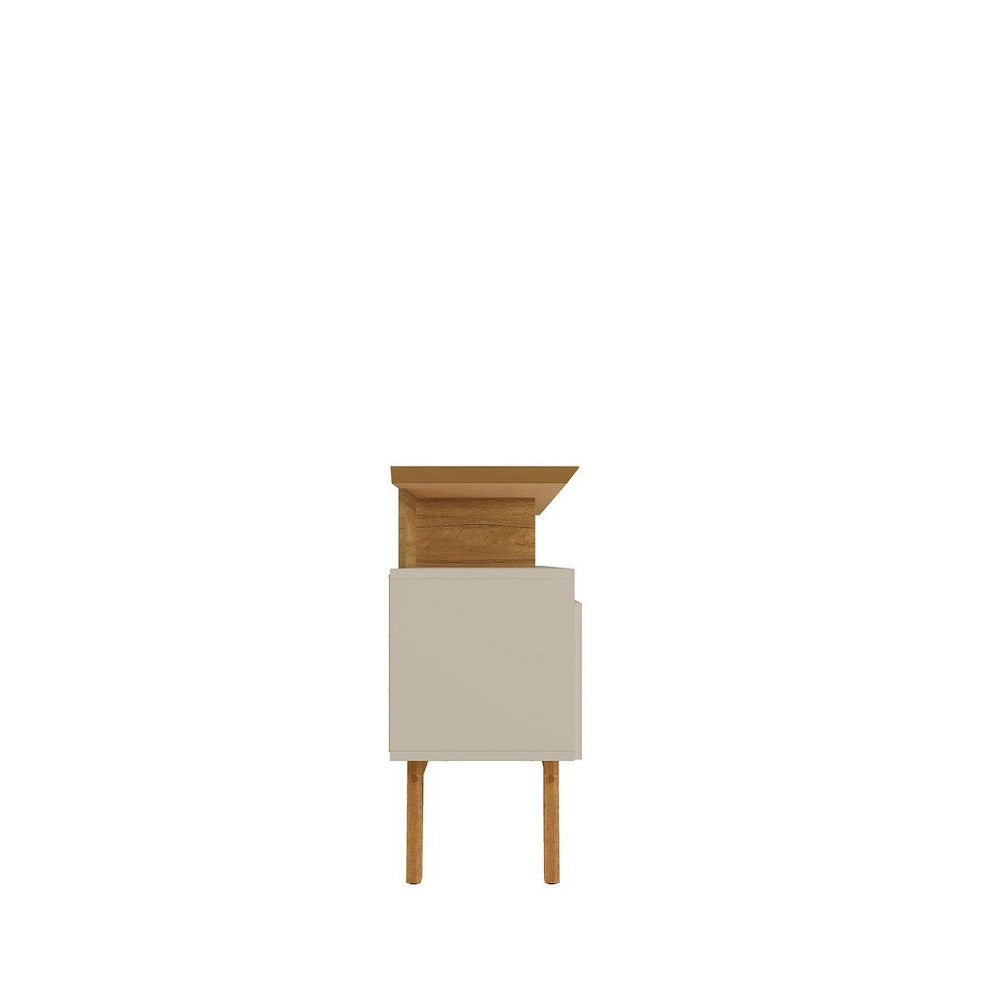 Yonkers 70.86 TV Stand with Solid Wood Legs and 6 Media and Storage Compartments in Off White and Cinnamon MHC-234BMC12