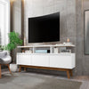 Yonkers 70.86 TV Stand with Solid Wood Legs and 6 Media and Storage Compartments in White MHC-234BMC6