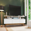 Yonkers 70.86 TV Stand with Solid Wood Legs and 6 Media and Storage Compartments in White MHC-234BMC6