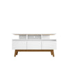 Yonkers 70.86 TV Stand with Solid Wood Legs and 6 Media and Storage Compartments in White MHC-234BMC6