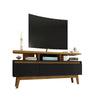 Yonkers 70.86 TV Stand with Solid Wood Legs and 6 Media and Storage Compartments in Black and Cinnamon