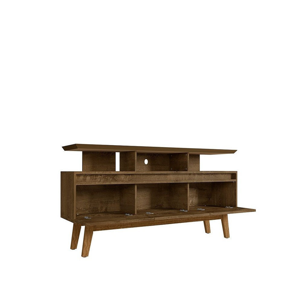 Yonkers 70.86 TV Stand with Solid Wood Legs and 6 Media and Storage Compartments in Rustic Brown MHC-234BMC9