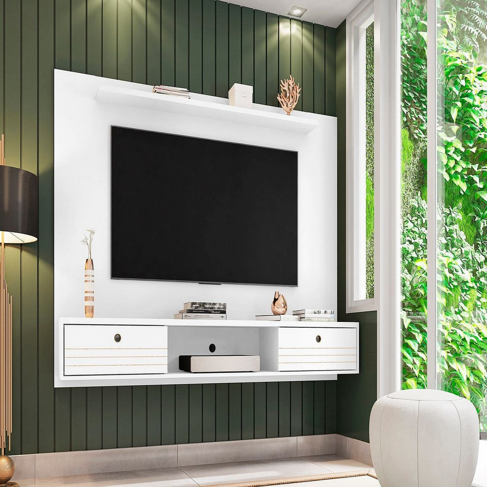 Liberty 70.86 Floating Wall Entertainment Center with Overhead Shelf in White MHC-235BMC6