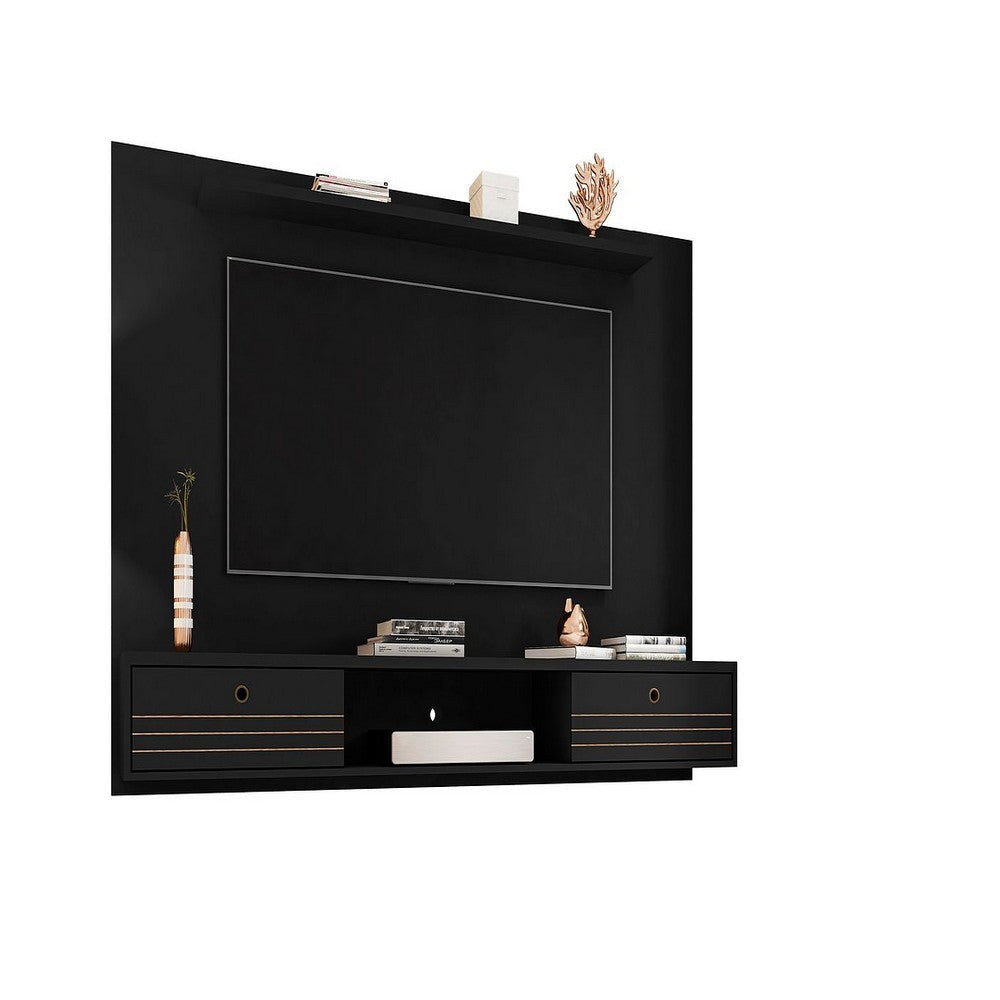 Liberty 70.86 Floating Wall Entertainment Center with Overhead Shelf in Black MHC-235BMC8