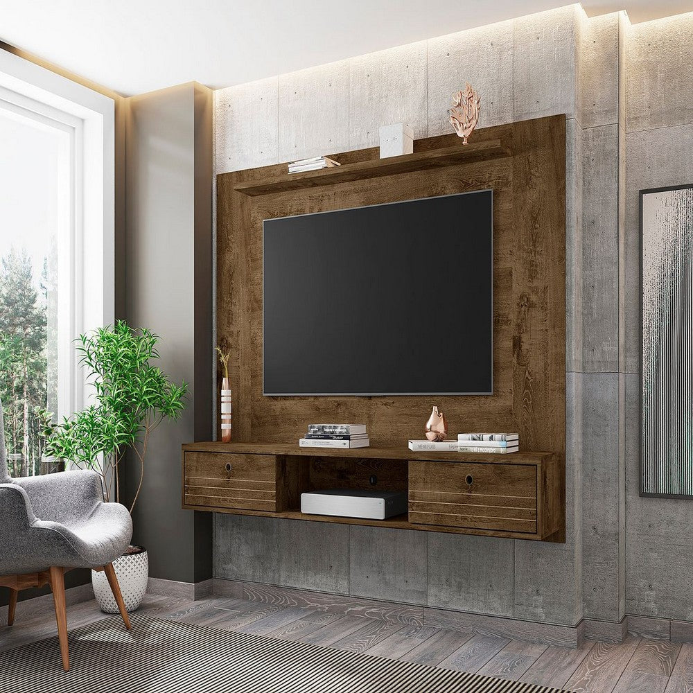 Liberty 70.86 Floating Wall Entertainment Center with Overhead Shelf in Rustic Brown MHC-235BMC9