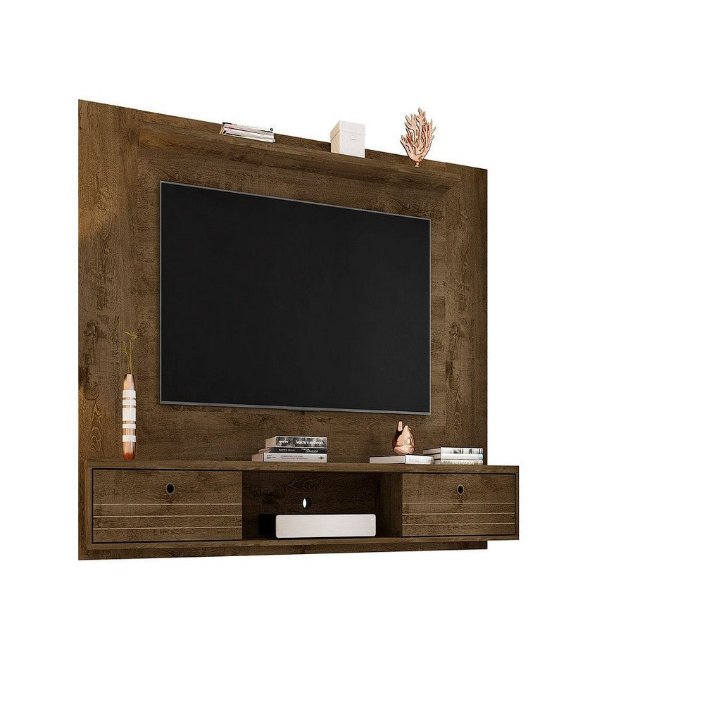 Liberty 70.86 Floating Wall Entertainment Center with Overhead Shelf in Rustic Brown MHC-235BMC9