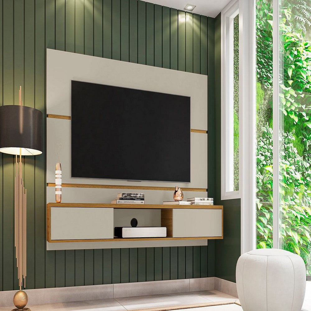 Vernon 62.99 Floating Wall Entertainment Center in Off White and Cinnamon MHC-236BMC12
