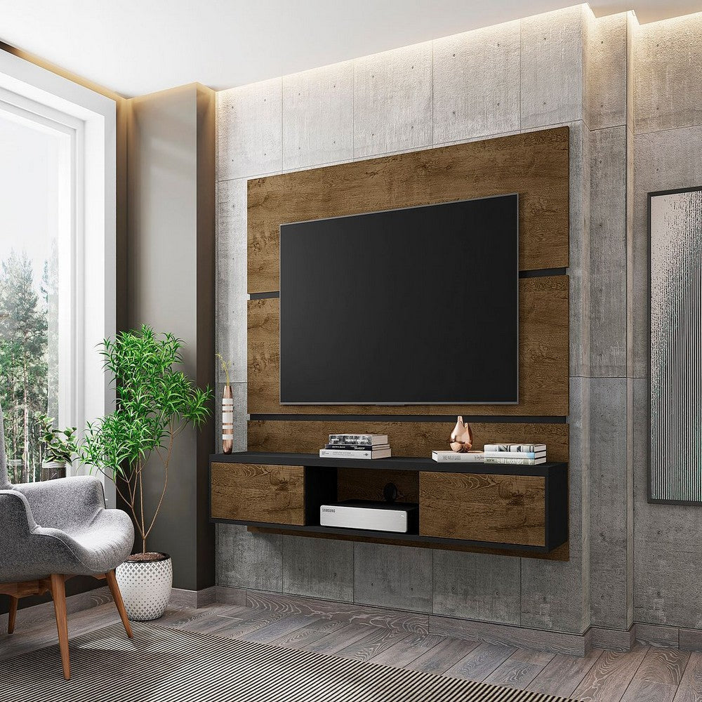 Vernon 62.99 Floating Wall Entertainment Center in Rustic Brown and Black MHC-236BMC98