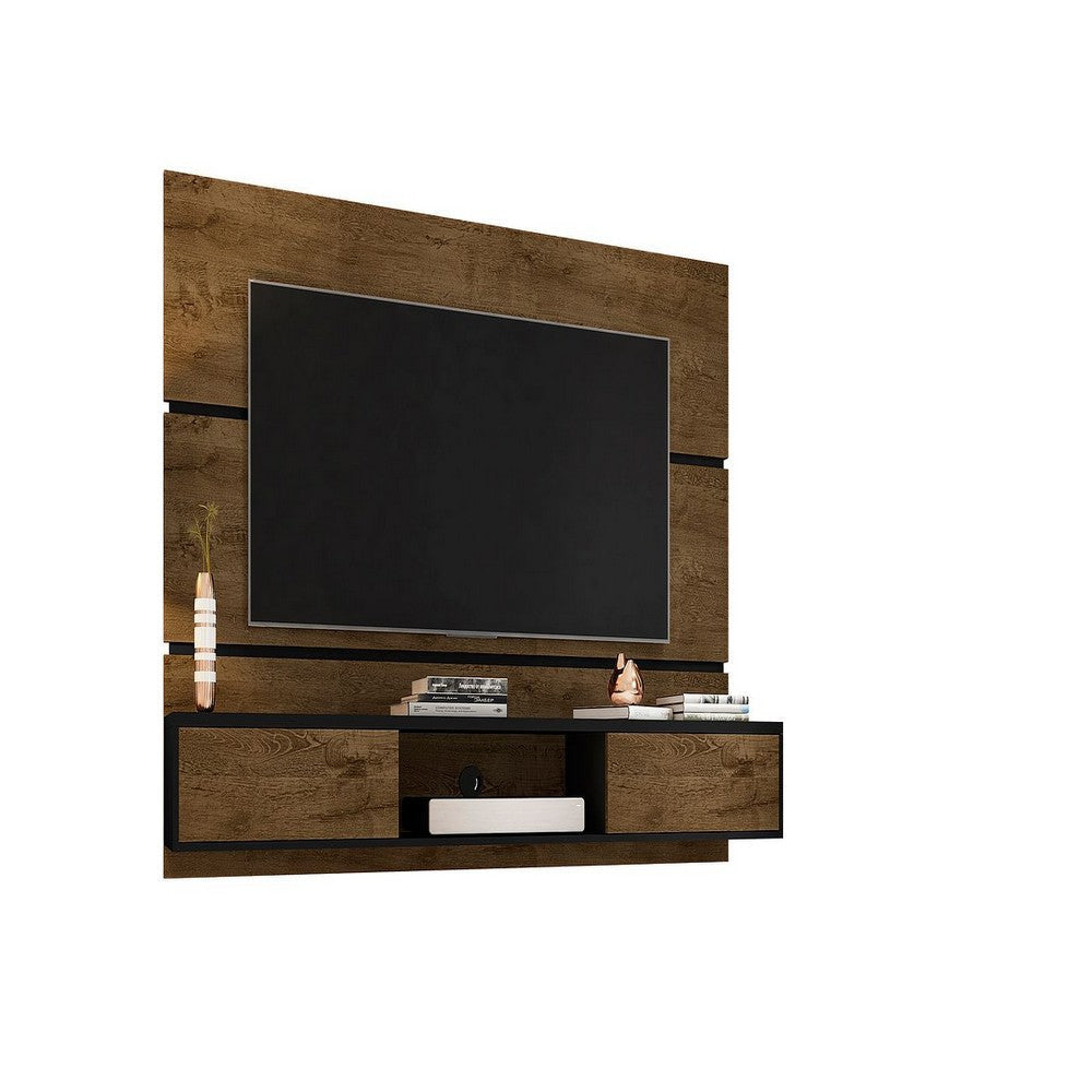 Vernon 62.99 Floating Wall Entertainment Center in Rustic Brown and Black MHC-236BMC98