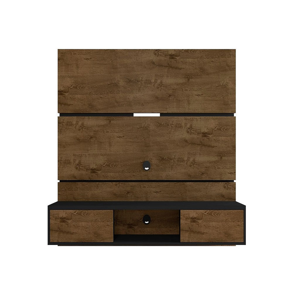 Vernon 62.99 Floating Wall Entertainment Center in Rustic Brown and Black