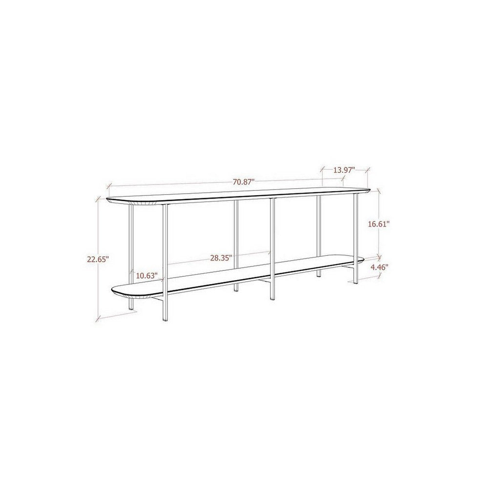 Celine 70.86 Side Table Console with Steel Legs in Black MHC-255551