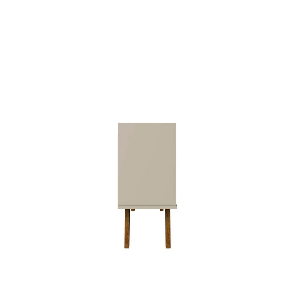 Mid-Century Modern Marcus 53.14 TV Stand with Solid Wood Legs in Greige and Nature MHC-259BMC10