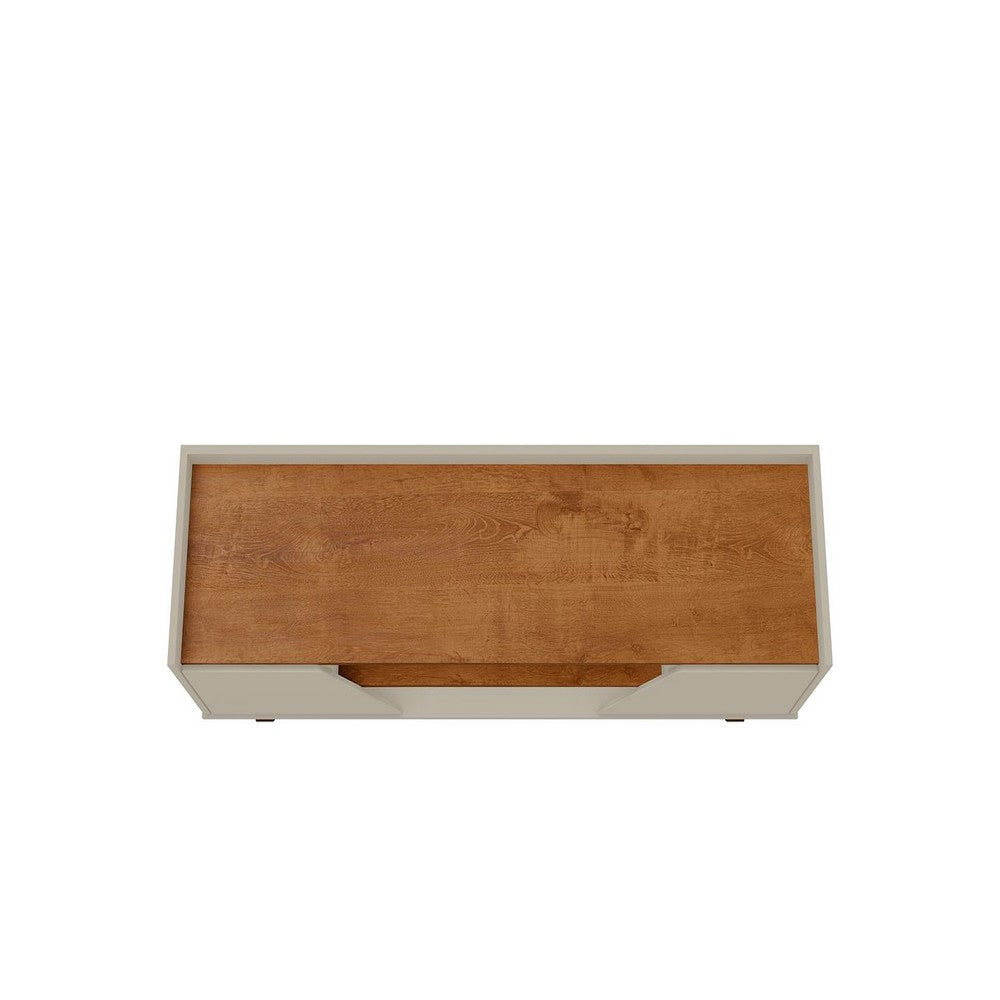 Mid-Century Modern Marcus 53.14 TV Stand with Solid Wood Legs in Greige and Nature MHC-259BMC10