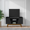 Mid-Century Modern Marcus 53.14 TV Stand with Solid Wood Legs in  Matte Black