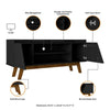 Mid-Century Modern Marcus 53.14 TV Stand with Solid Wood Legs in Matte Black MHC-259BMC8