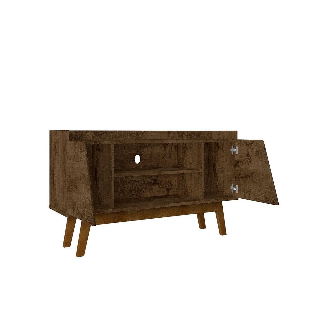 Mid-Century Modern Marcus 53.14 TV Stand with Solid Wood Legs in Rustic Brown MHC-259BMC9