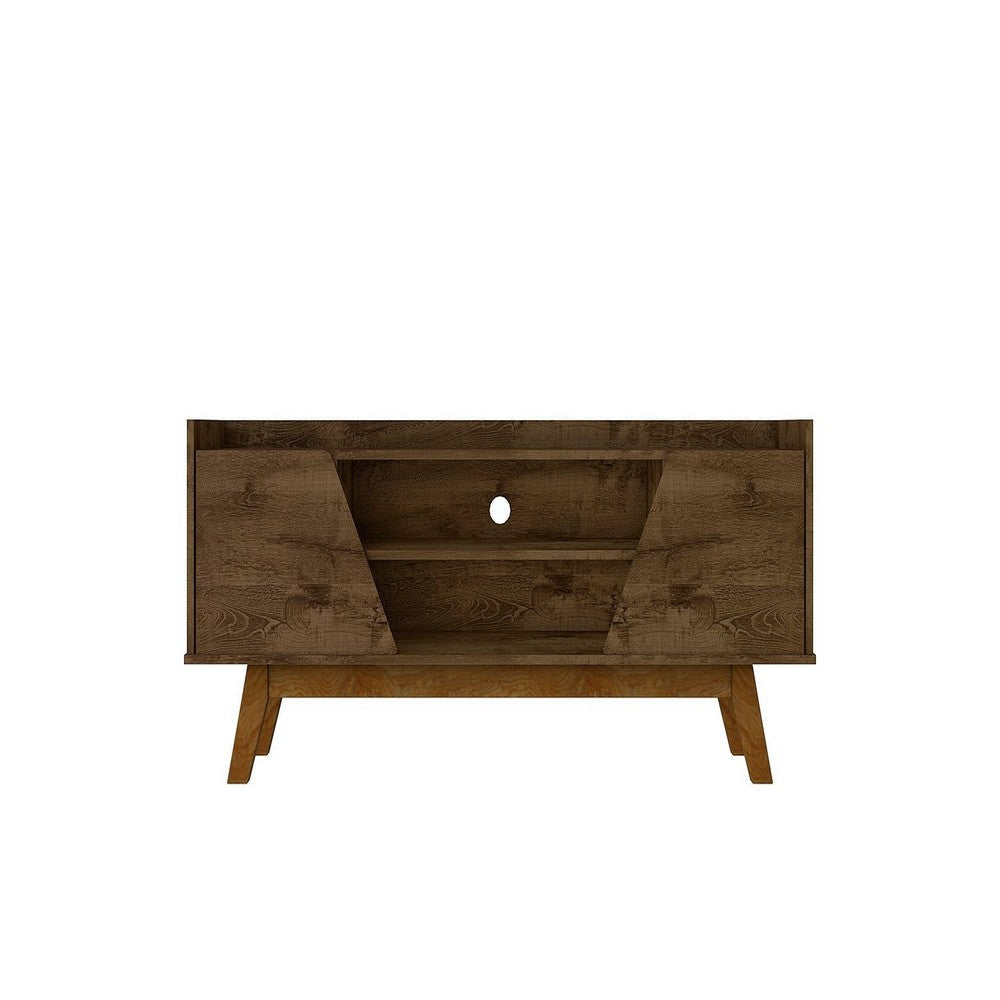Mid-Century Modern Marcus 53.14 TV Stand with Solid Wood Legs in  Rustic Brown 