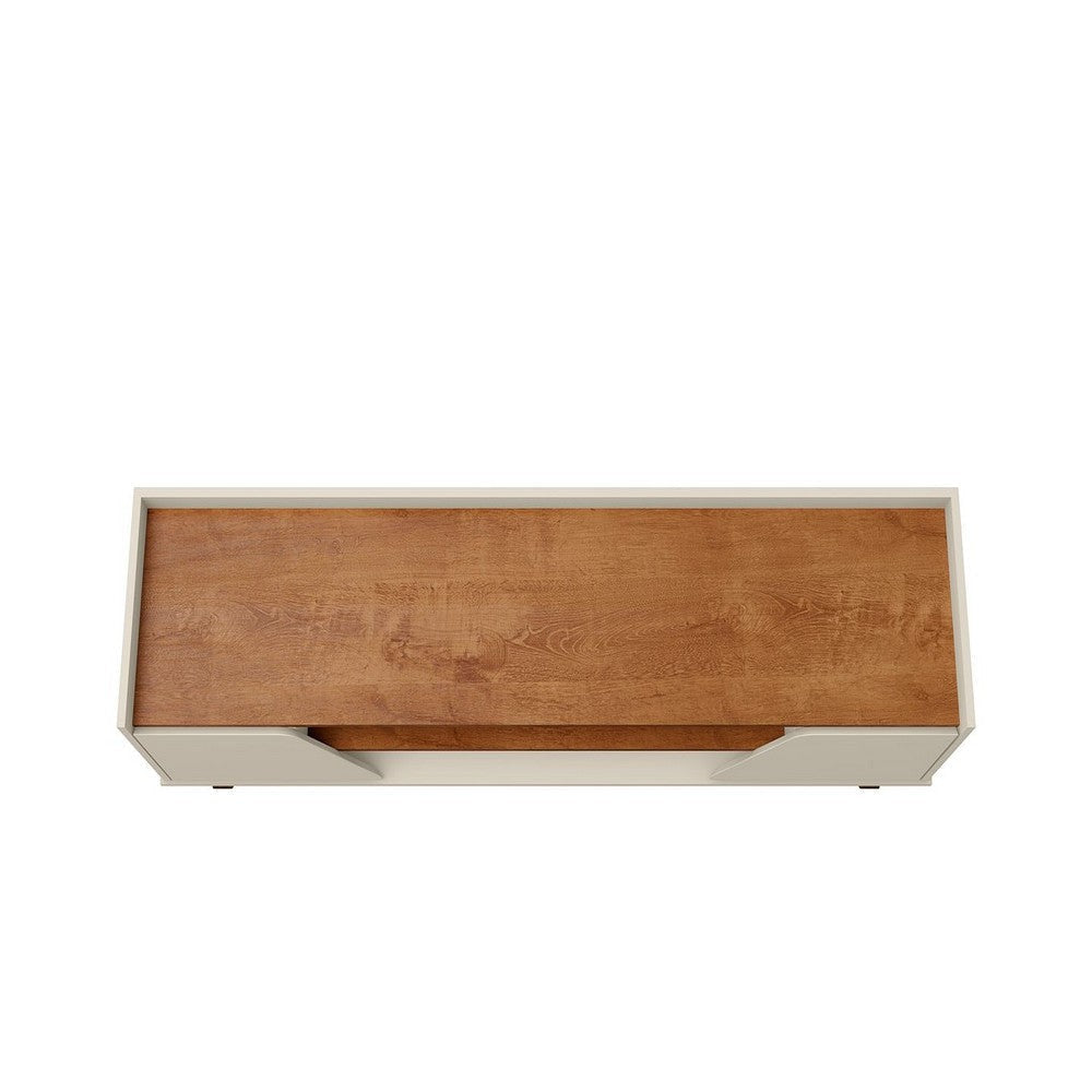 Mid-Century Modern Marcus 62.99 TV Stand with Solid Wood Legs in Greige and Nature MHC-260BMC10