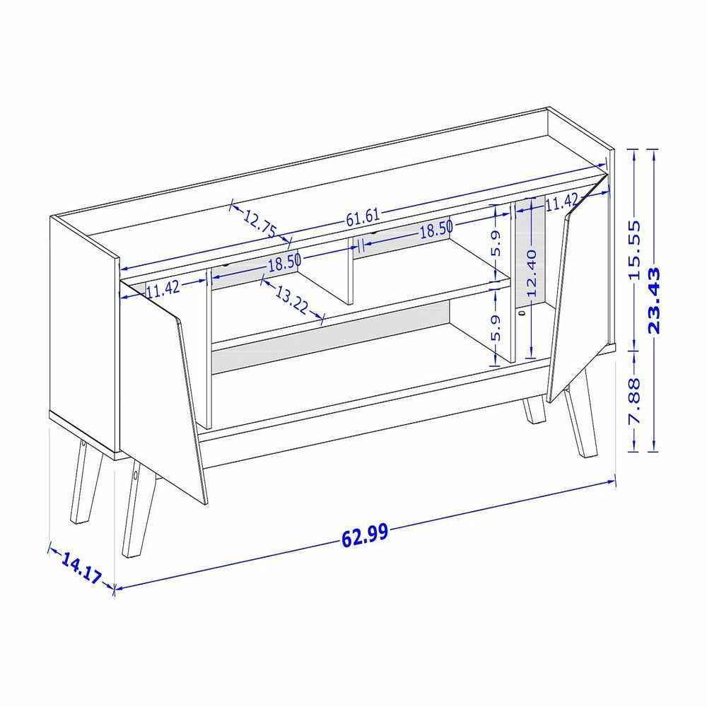 Mid-Century Modern Marcus 62.99 TV Stand with Solid Wood Legs in Grey and Nature MHC-260BMC50