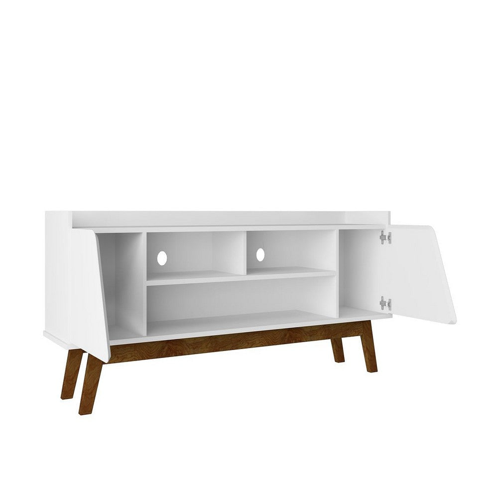 Mid-Century Modern Marcus 62.99 TV Stand with Solid Wood Legs in White MHC-260BMC6