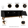 Mid-Century Modern Marcus 62.99 TV Stand with Solid Wood Legs in Matte Black MHC-260BMC8