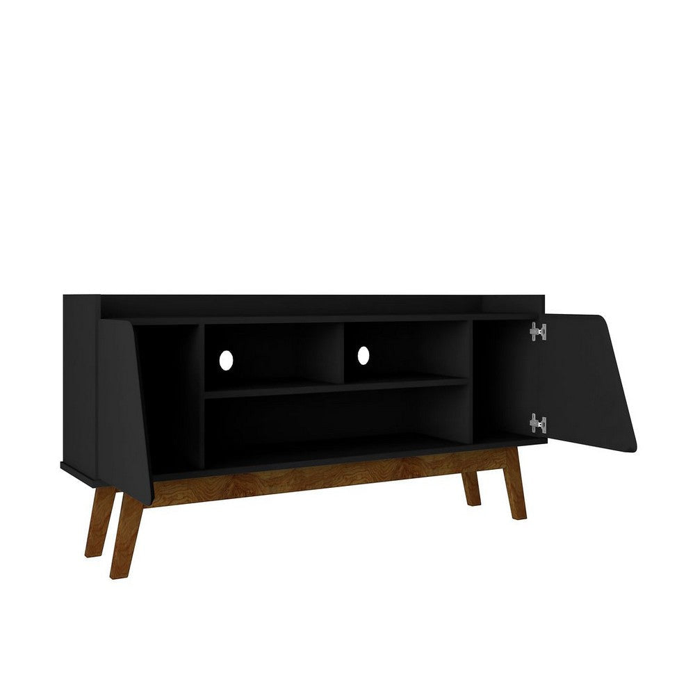 Mid-Century Modern Marcus 62.99 TV Stand with Solid Wood Legs in Matte Black MHC-260BMC8