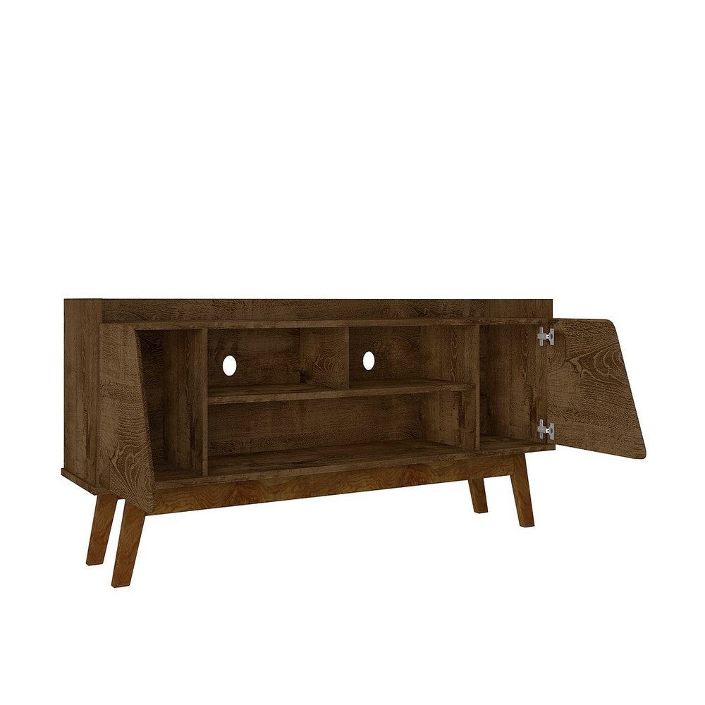 Mid-Century Modern Marcus 62.99 TV Stand with Solid Wood Legs in Rustic Brown MHC-260BMC9