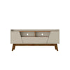 Mid-Century Modern Marcus 70.86 TV Stand with Solid Wood Legs in Greige and Nature