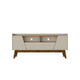 Mid-Century Modern Marcus 70.86 TV Stand with Solid Wood Legs in Greige and Nature