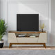 Mid-Century Modern Marcus 70.86 TV Stand with Solid Wood Legs in Greige and Nature