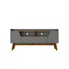 Mid-Century Modern Marcus 70.86 TV Stand with Solid Wood Legs in Grey and Nature