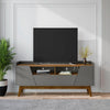 Mid-Century Modern Marcus 70.86 TV Stand with Solid Wood Legs in Grey and Nature