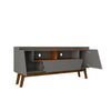Mid-Century Modern Marcus 70.86 TV Stand with Solid Wood Legs in Grey and Nature MHC-261BMC50