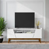 Mid-Century Modern Marcus 70.86 TV Stand with Solid Wood Legs in White