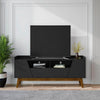 Mid-Century Modern Marcus 70.86 TV Stand with Solid Wood Legs in  Matte Black
