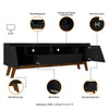 Mid-Century Modern Marcus 70.86 TV Stand with Solid Wood Legs in Matte Black MHC-261BMC8
