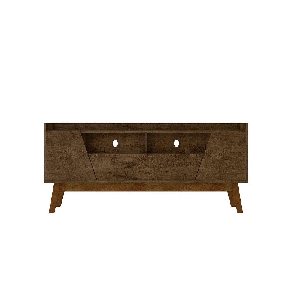 Mid-Century Modern Marcus 70.86 TV Stand with Solid Wood Legs in  Rustic Brown 