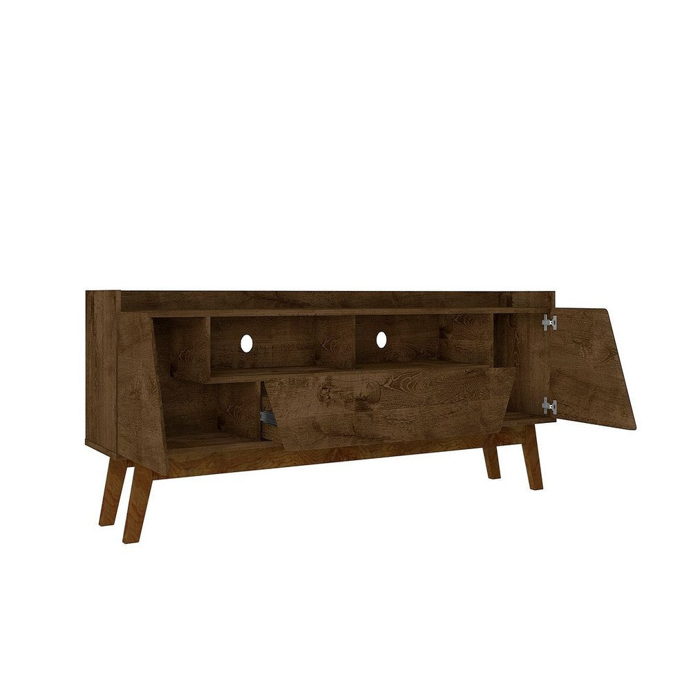 Mid-Century Modern Marcus 70.86 TV Stand with Solid Wood Legs in Rustic Brown MHC-261BMC9