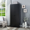 Hopkins Modern Freestanding Storage Closet with 7 Shelves in Black MHC-2GLF-BK