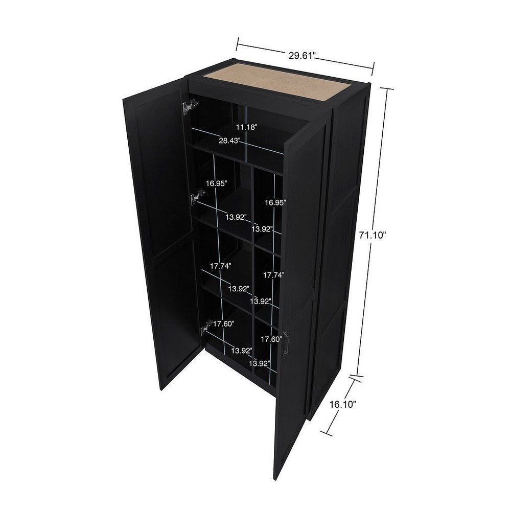 Hopkins Modern Freestanding Storage Closet with 7 Shelves in Black MHC-2GLF-BK