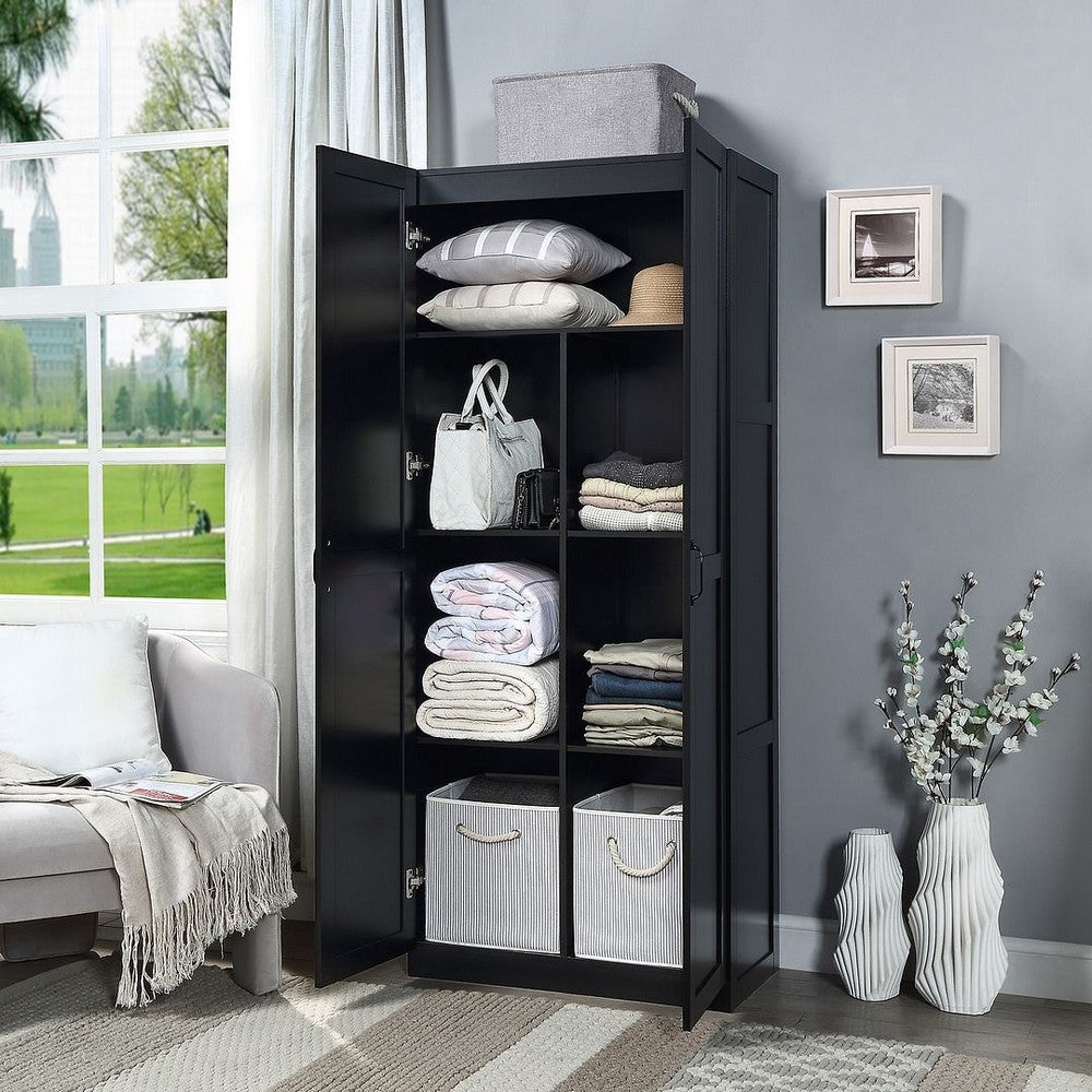 Hopkins Modern Freestanding Storage Closet with 7 Shelves in Black MHC-2GLF-BK