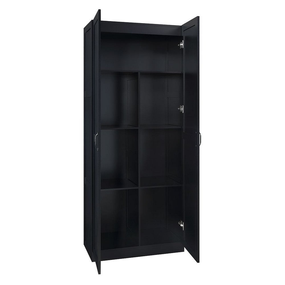 Hopkins Modern Freestanding Storage Closet with 7 Shelves in Black MHC-2GLF-BK