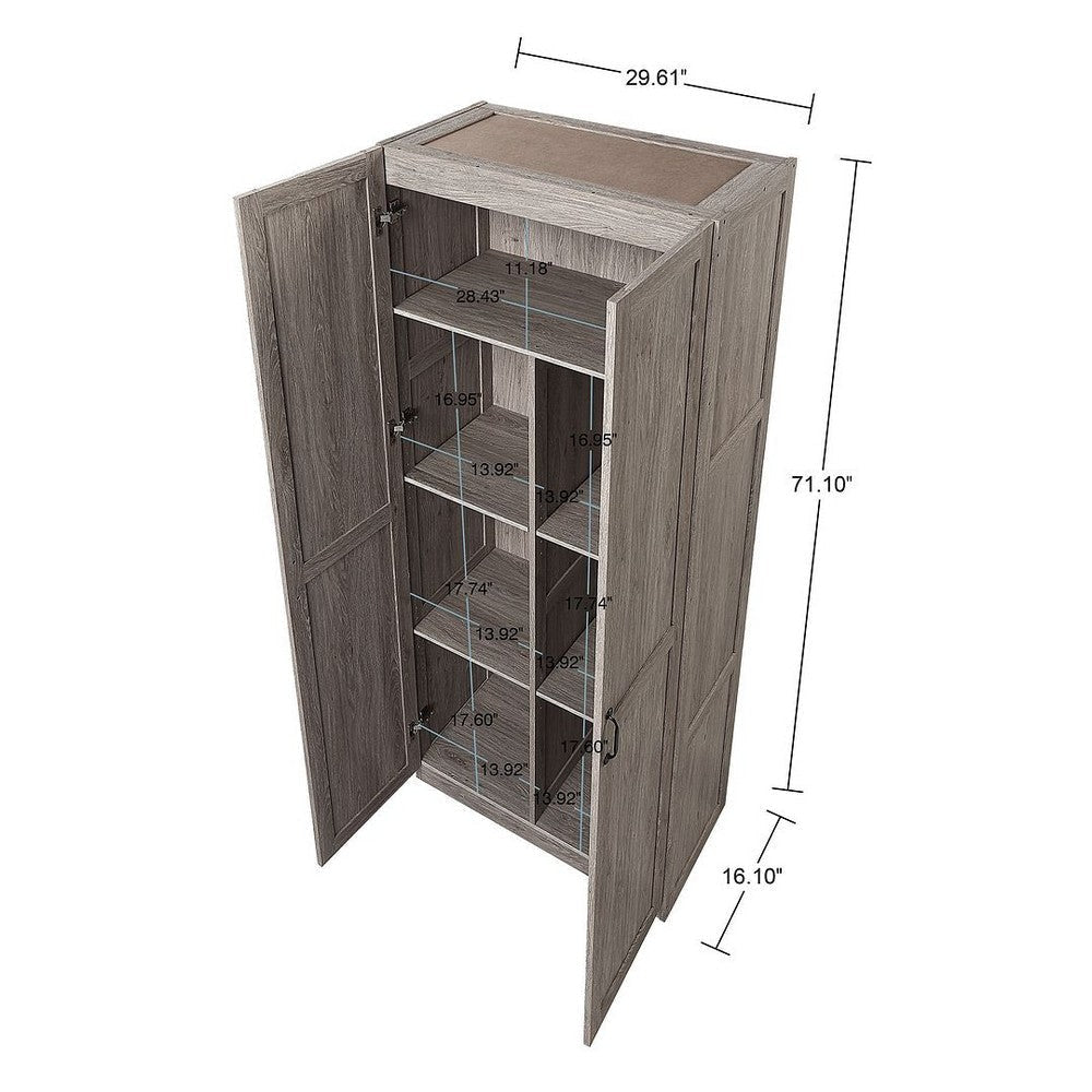 Hopkins Modern Freestanding Storage Closet with 7 Shelves in Grey MHC-2GLF-GY
