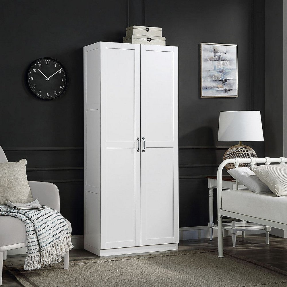 Hopkins Modern Freestanding Storage Closet with 7 Shelves in White MHC-2GLF-WH