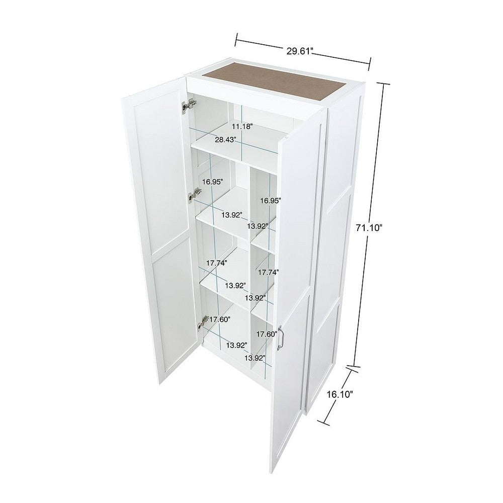 Hopkins Modern Freestanding Storage Closet with 7 Shelves in White MHC-2GLF-WH